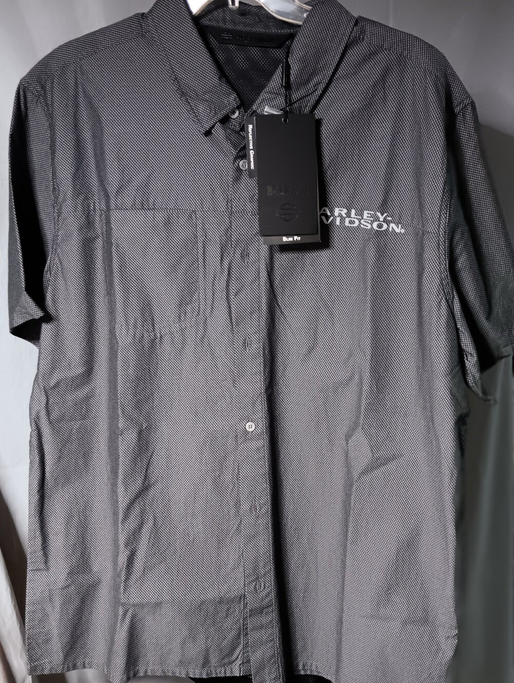 Harley Davidson H-D Moto Textured Men's XL Slimfit Gray Vented Shirt NWT